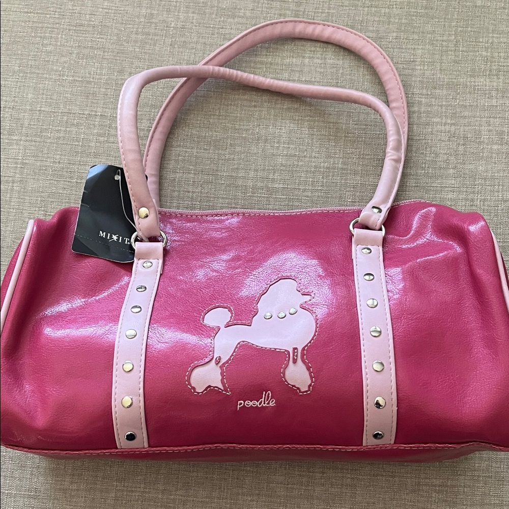 Mixit Pink Shoulder Bag with Poodle Design